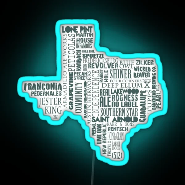 Texas Beer Lovers Merch Dark Turqouise RGB Neon Sign