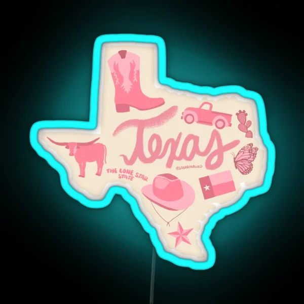 Texas State Pink RGB Neon Sign