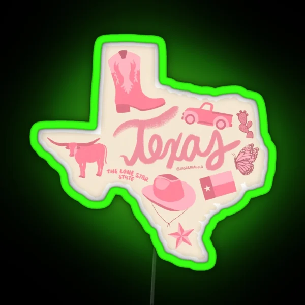 Texas State Pink RGB Neon Sign
