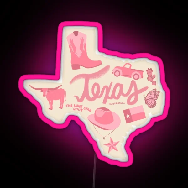 Texas State Pink RGB Neon Sign