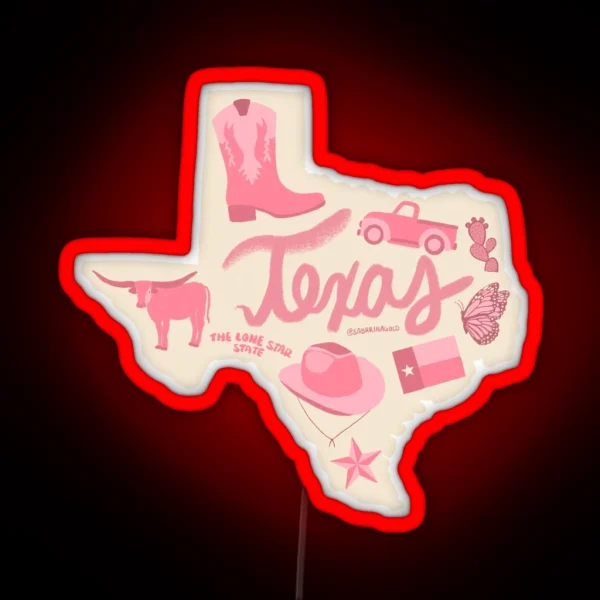 Texas State Pink RGB Neon Sign