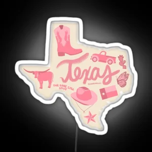 Texas State Pink RGB Neon Sign