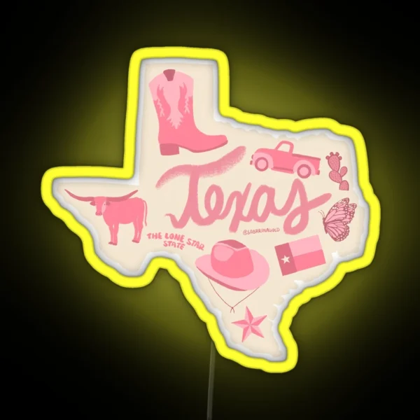 Texas State Pink RGB Neon Sign