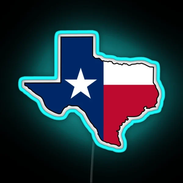 Texas With State Flag RGB Neon Sign