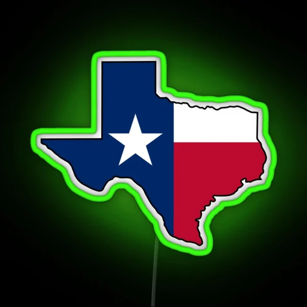 Texas With State Flag RGB Neon Sign