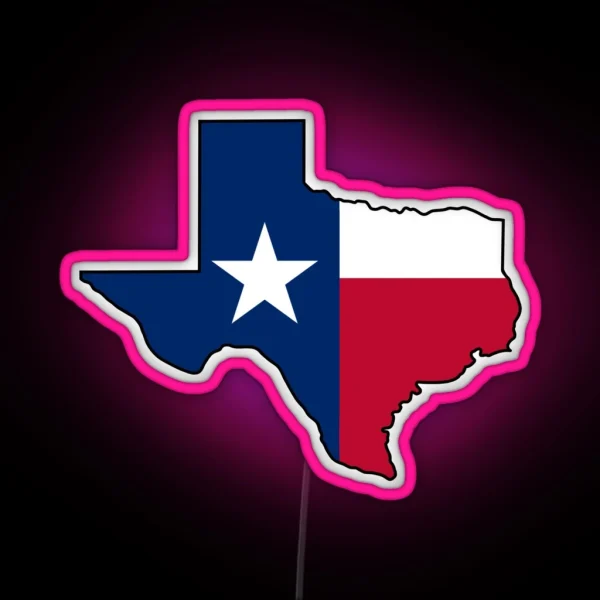 Texas With State Flag RGB Neon Sign