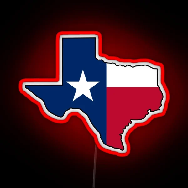 Texas With State Flag RGB Neon Sign