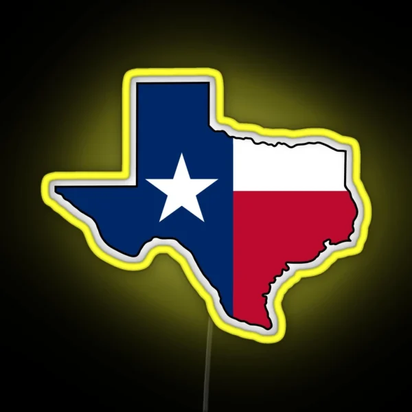 Texas With State Flag RGB Neon Sign