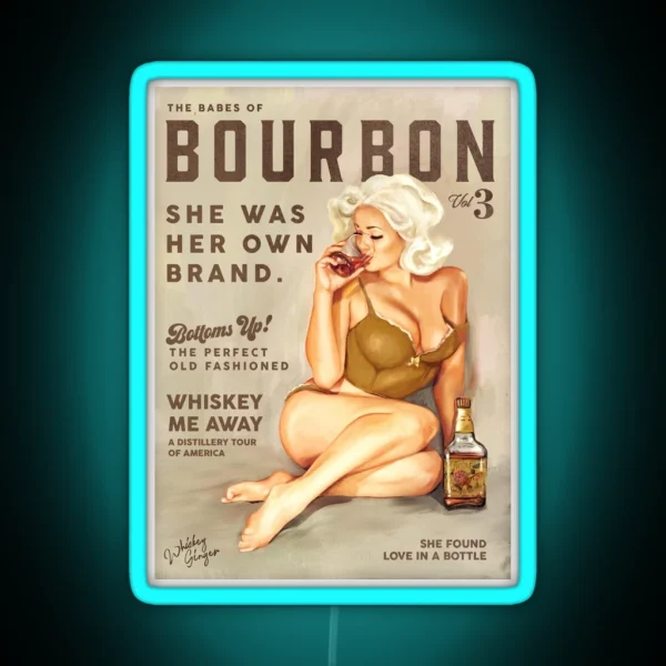 The Babes Of Bourbon Pinup Girl Art RGB Neon Sign