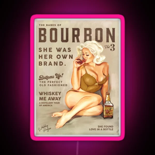 The Babes Of Bourbon Pinup Girl Art RGB Neon Sign