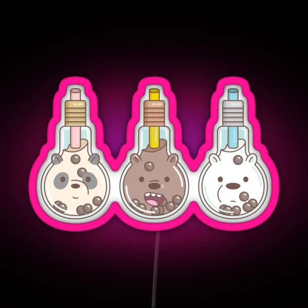 The Bear Bubble Tea We Bare Bears Fan Art RGB Neon Sign