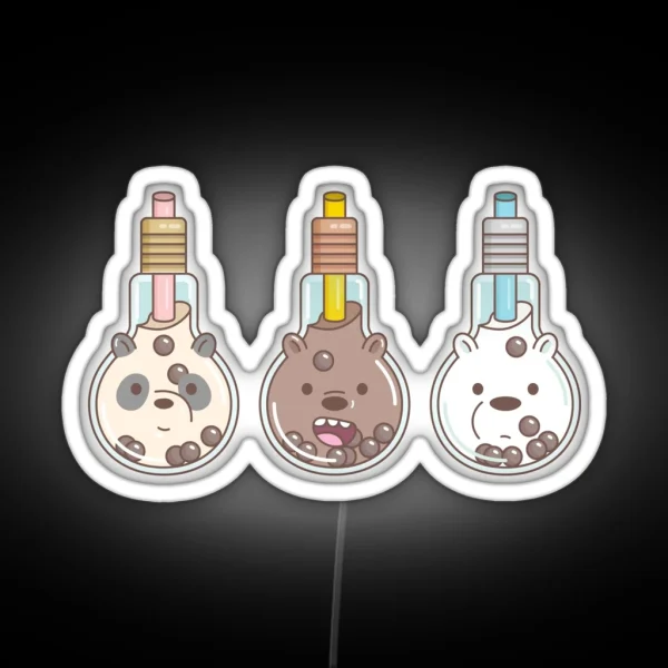 The Bear Bubble Tea We Bare Bears Fan Art RGB Neon Sign