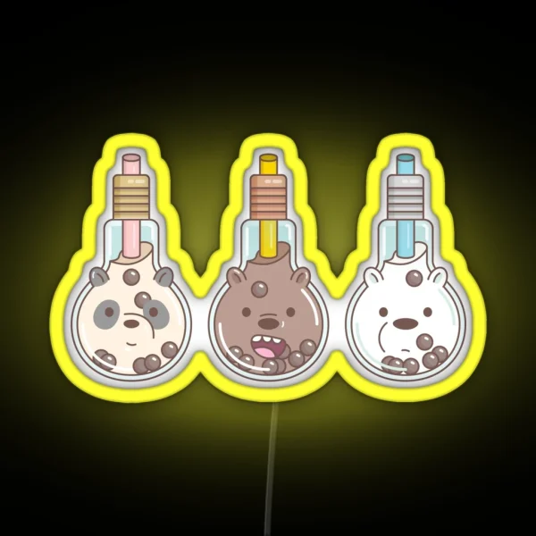 The Bear Bubble Tea We Bare Bears Fan Art RGB Neon Sign