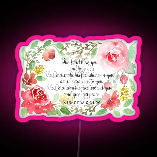 The Blessing Numbers 6 24 26 Scripture Art RGB Neon Sign