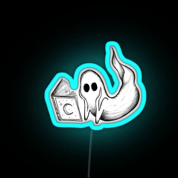 The Bookworm Ghost RGB Neon Sign