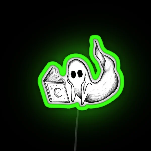 The Bookworm Ghost RGB Neon Sign