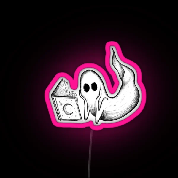 The Bookworm Ghost RGB Neon Sign