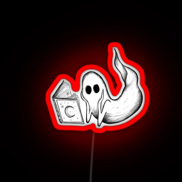The Bookworm Ghost RGB Neon Sign
