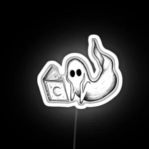 The Bookworm Ghost RGB Neon Sign