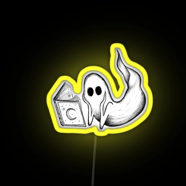 The Bookworm Ghost RGB Neon Sign