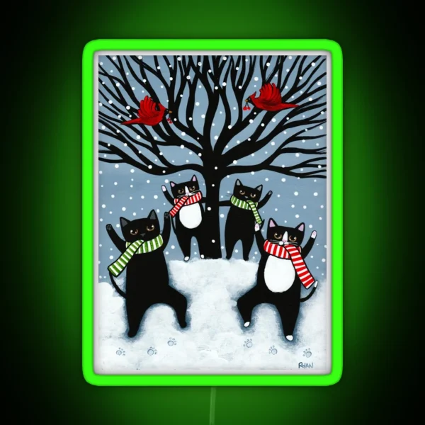 The Cats Celebration Of Winter RGB Neon Sign
