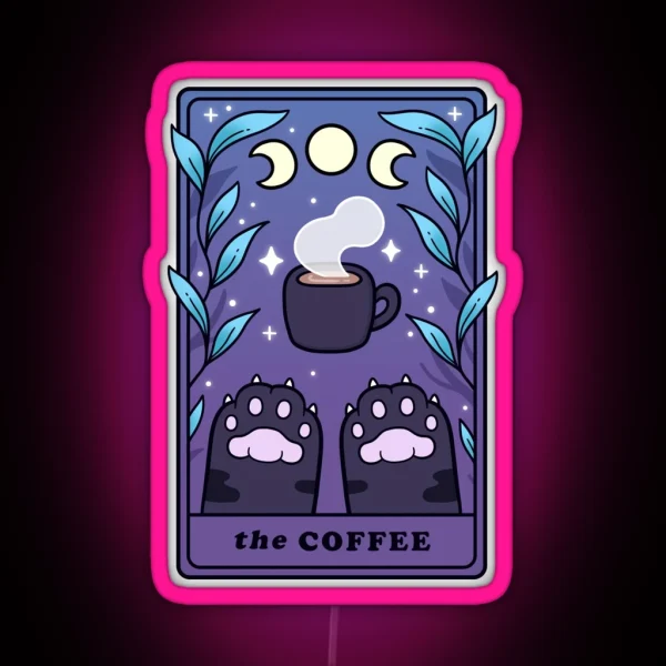 The Coffee Cat Tarot Nikury RGB Neon Sign
