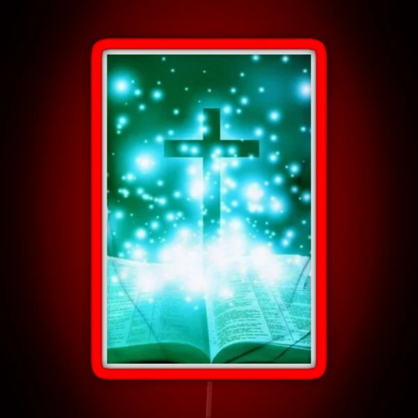 The Cross And The Open Bible Religion RGB Neon Sign