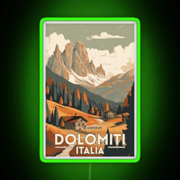 The Dolomites Italy Retro Vintage Travel RGB Neon Sign