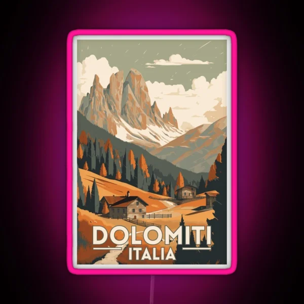 The Dolomites Italy Retro Vintage Travel RGB Neon Sign