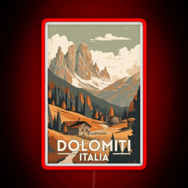 The Dolomites Italy Retro Vintage Travel RGB Neon Sign