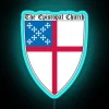 Episcopal Church Shield Symbol in Vibrant Neon Colorful RGB Design