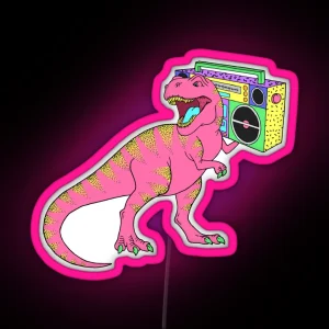 The Evolution Of Music Retro Dinosaur 80 S Eighties RGB Neon Sign