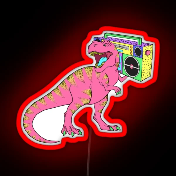 The Evolution Of Music Retro Dinosaur 80 S Eighties RGB Neon Sign