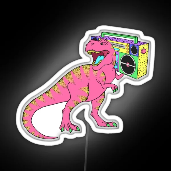 The Evolution Of Music Retro Dinosaur 80 S Eighties RGB Neon Sign