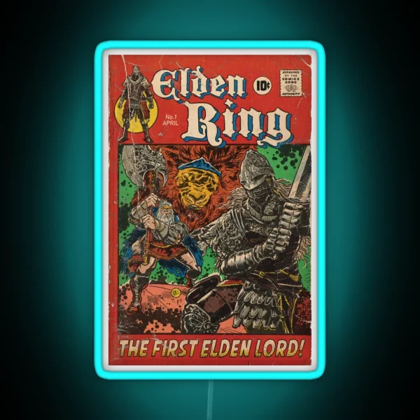 The First Elden Lord Elden Ring Comic Book RGB Neon Sign