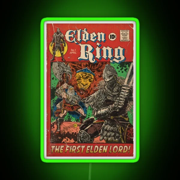 The First Elden Lord Elden Ring Comic Book RGB Neon Sign