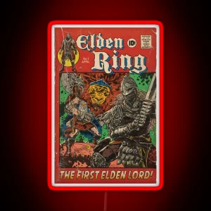 The First Elden Lord Elden Ring Comic Book Cover Fan Art RGB Neon Sign