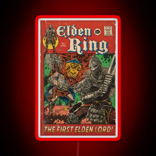 The First Elden Lord Elden Ring Comic Book RGB Neon Sign
