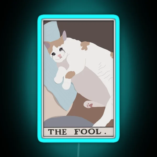 The Fool Crying Meme Cat Tarot RGB Neon Sign