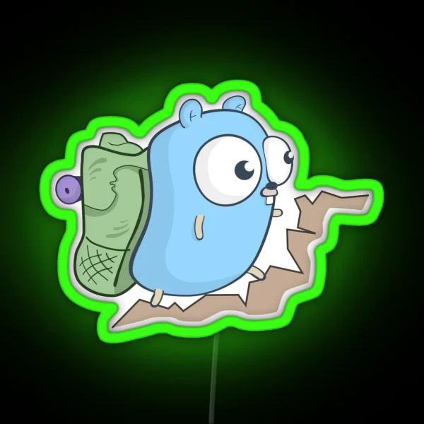 The Go Gopher Hiking RGB Neon Sign