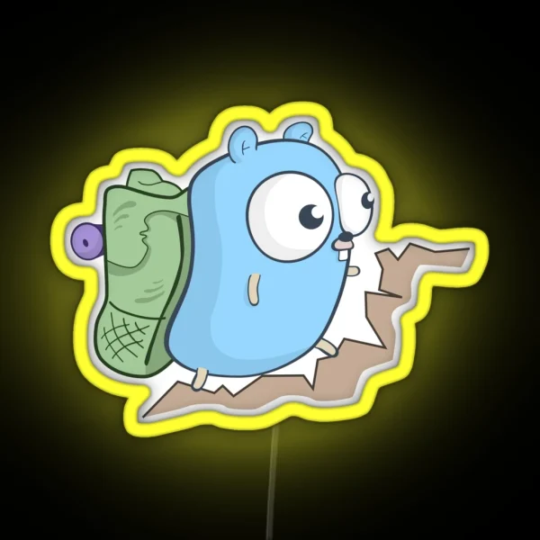 The Go Gopher Hiking RGB Neon Sign