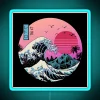 Add retro vibes with colorful The Great Wave neon light