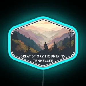 The Great Smoky Mountains Tennessee Travel Art RGB Neon Sign