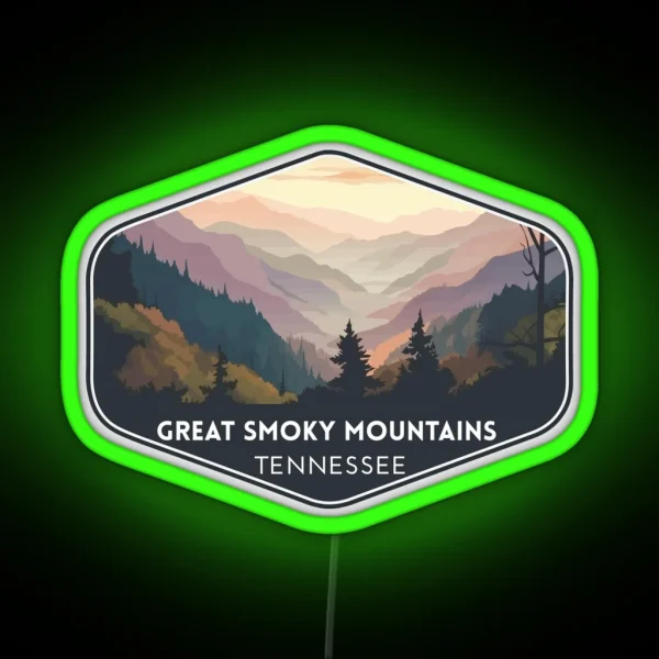 The Great Smoky Mountains Tennessee Travel Art RGB Neon Sign