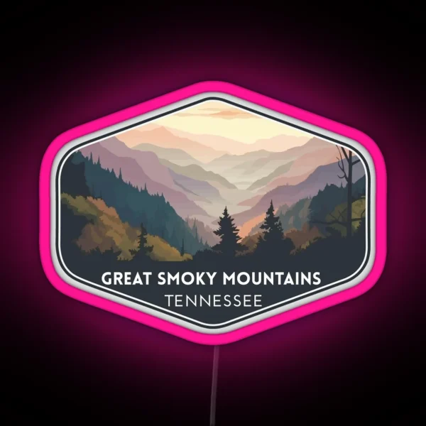 The Great Smoky Mountains Tennessee Travel Art RGB Neon Sign