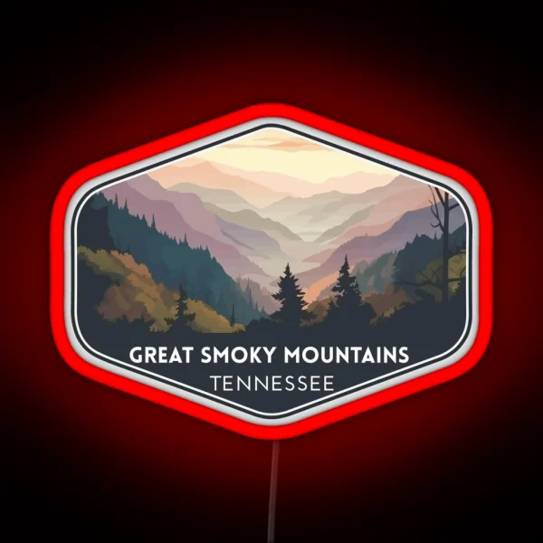 The Great Smoky Mountains Tennessee Travel Art RGB Neon Sign