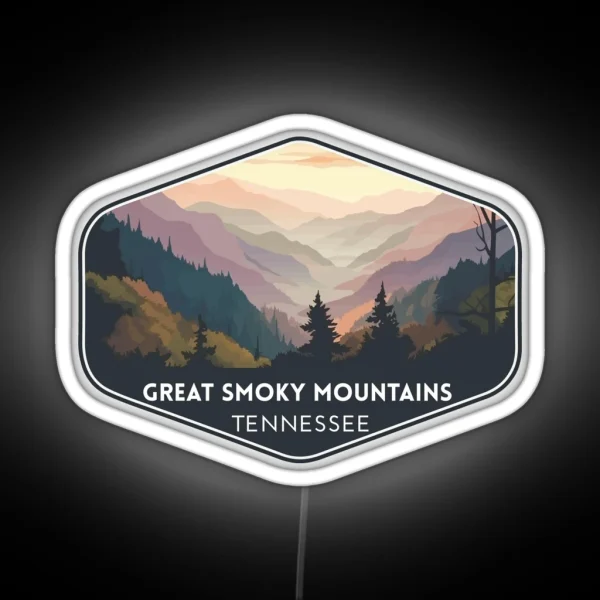 The Great Smoky Mountains Tennessee Travel Art RGB Neon Sign