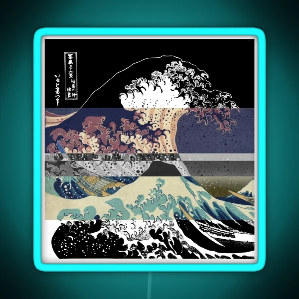 The Great Wave Color Glitch RGB Neon Sign