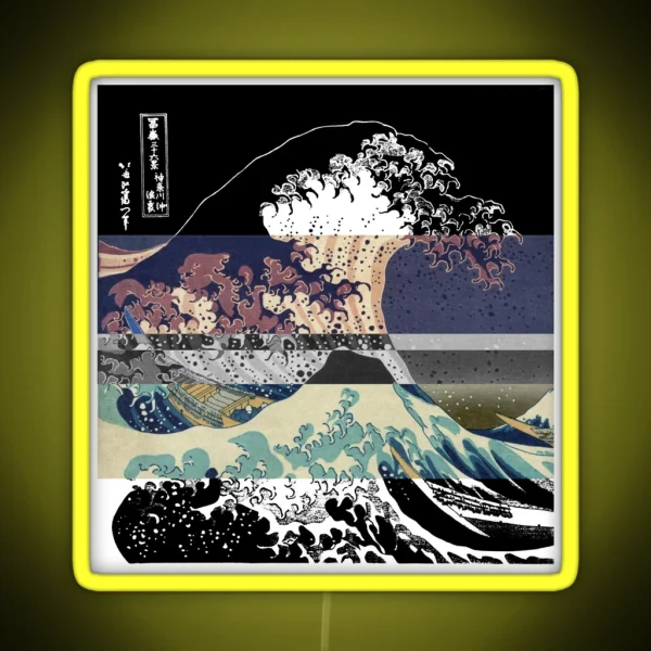 The Great Wave Color Glitch RGB Neon Sign