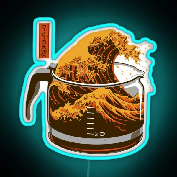 The Great Wave Of Caffeine RGB Neon Sign